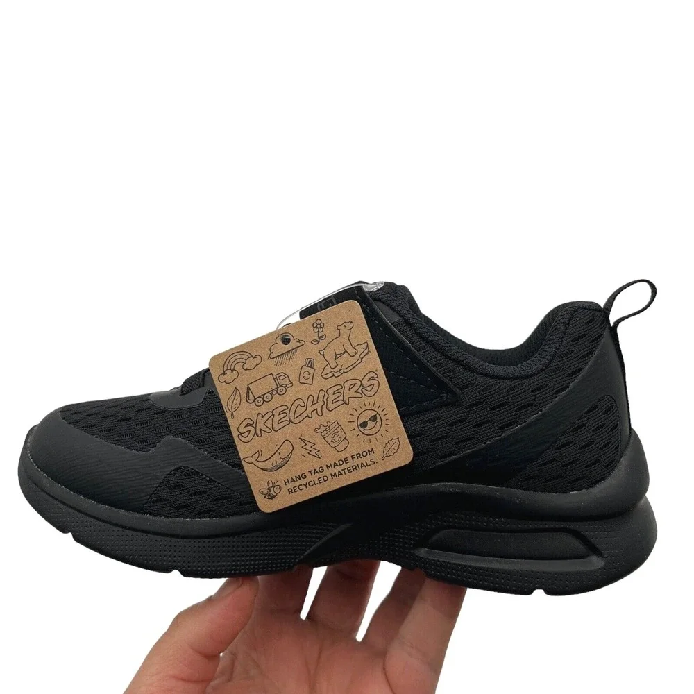 Skechers MicroSpec Max Youth‎ Boys Slip-on Sneaker Size 1 Solid Black Shoes